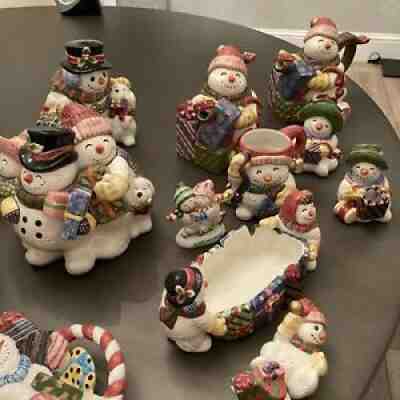 One of A Kind Fitz & Floyd Christmas Snowman Collection Very Rare 90% Off New
