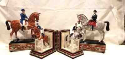 4 PIECES FITZ AND FLOYD EQUESTRIAN HORSE AND RIDERS MINT CONDITION