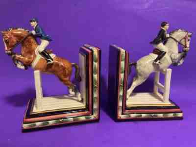 Fitz & Floyd Equestrian Ceramic Horse & Rider Bookends ð??ð???ð??  ð??. ð??. ð??