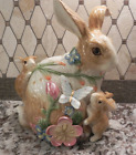 Fitz and Floyd Garden Rhapsody Easter Bunny Cookie Jar