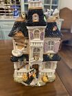 Fitz and Floyd Halloween Harvest 16’  Haunted House Cookie Jar Witch Ghost