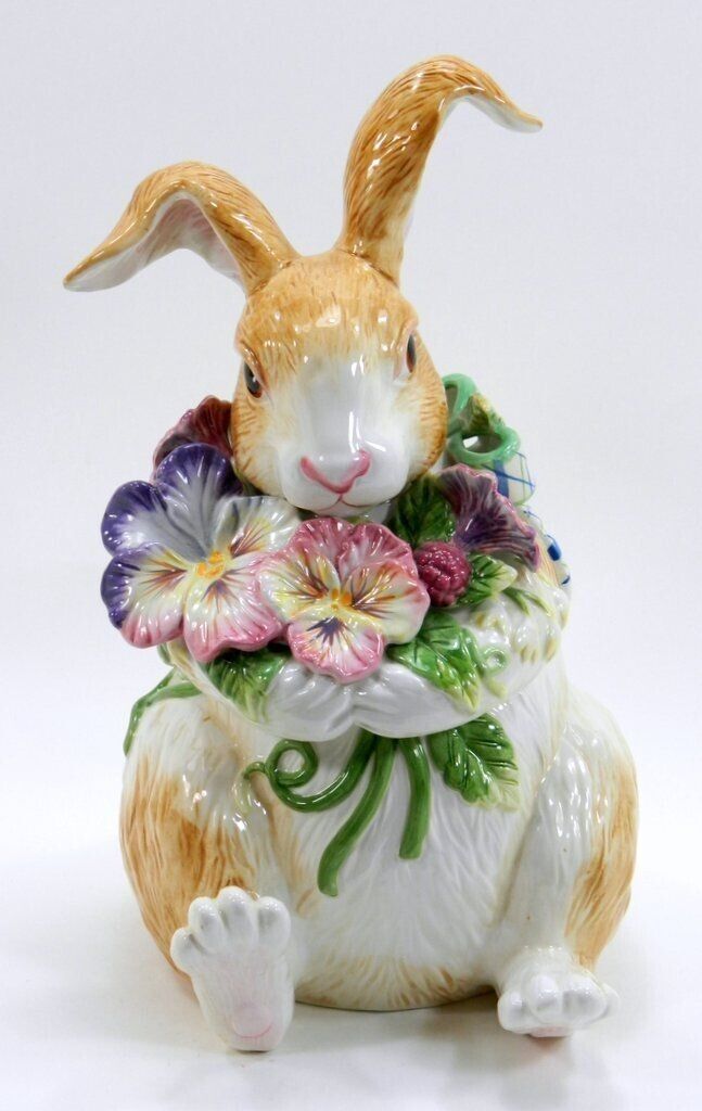 5 Boxed SET NB Fitz & Floyd Halcyon Rabbit Bunny Sugar Creamer Cookie Jar Plates