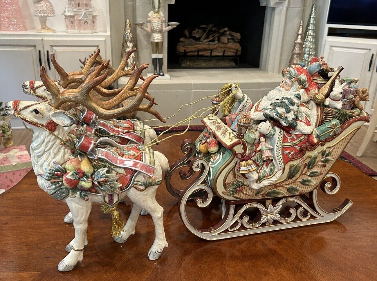 Fitz And Floyd Enchanted Holiday Soup Tureen And 2 Reindeer Set Limited Edition