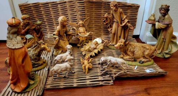 Large 12" Scale Fontanini Style Italy 14 Pc Nativity Set Donkey Mary Jesus Rare!