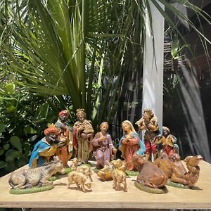 FONTANINI ~1960s 12 Inch Scale Nativity Collection Set Hand Painted Italy