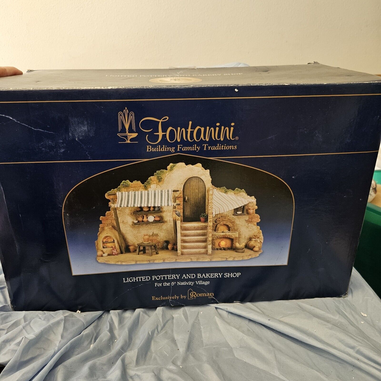 Rare FONTANINI ITALY 5" POTTERY/BAKERY SHOP 3PC NATIVITY VILLAGE BUILDING 54638