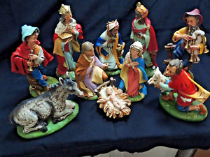 Rare Fontanini Vtg Circa 40s Nativity Figures Cartapesta 30cm/12" 11 Pc Presepe
