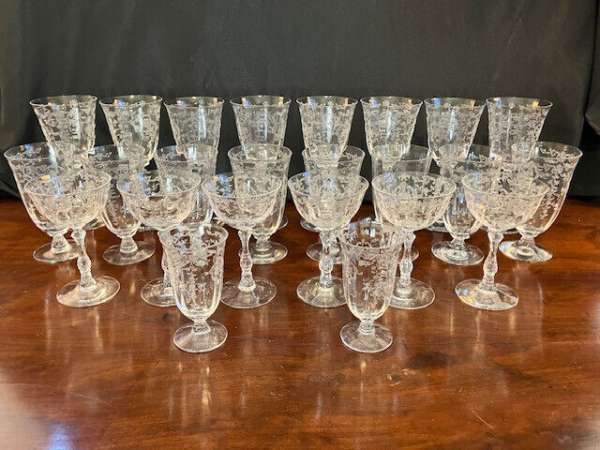 New ListingNavarre Clear by Fostoria - 24pcs of Vintage Etched Crystal