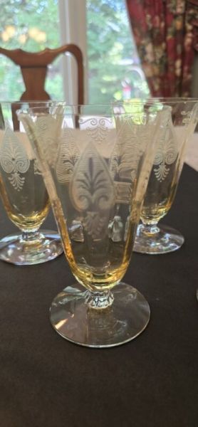 Fostoria Trojan Topaz Vintage Antique Footed Glassware 7 Pieces 5.5 in Make Offe