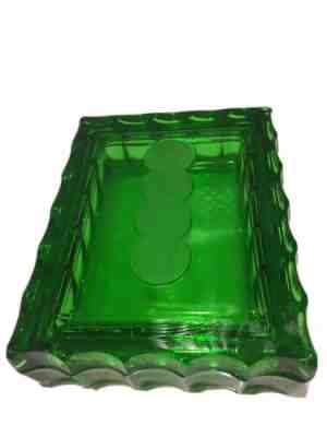 Rare Fostoria Emerald Green Coin Glass Cigarette Box & Cover