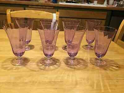 Six (6) plus two (2) Wisteria Fostoria #5099 12-oz. Ice Tea  1931-1938