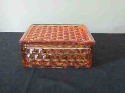 RARE FOSTORIA AMERICAN APRICOT LUSTER HANDKERCHIEF BOX 5 5/8