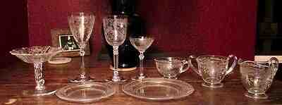 Fostoria crystal stemware and dinnerware, Depression-era glass