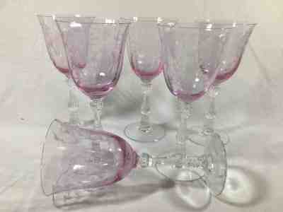 (6)  Fostoria 'Navarre' Pink 6.125 Inch WINE Glasses