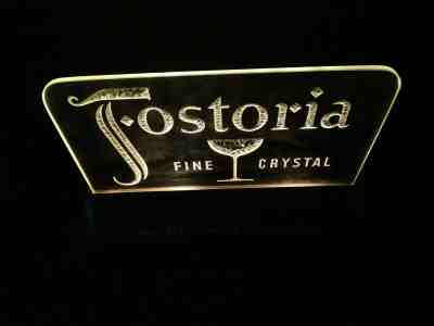 FOSTORIA ETCHED GLASS  ELECTRIC DISPLAY ADVERTISING SIGN OPEN TO OFFERS