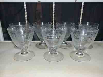 Fostoria JUNE CLEAR Oyster Cocktails Glass 147561 Stems (8)