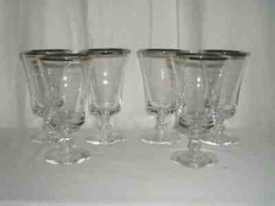 6 Fostoria Sheffield 6 1/2" Ice Tea Glasses Platinum Trim