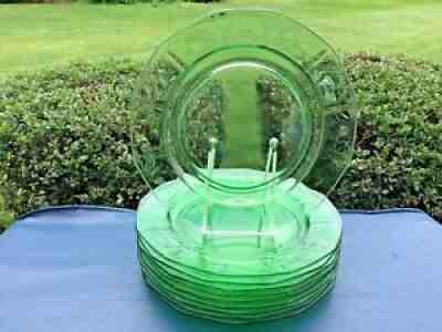 GREEN FOSTORIA FAIRFAX DINNER PLATES 1927-44 ELEGANT DEPRESSION GLASS