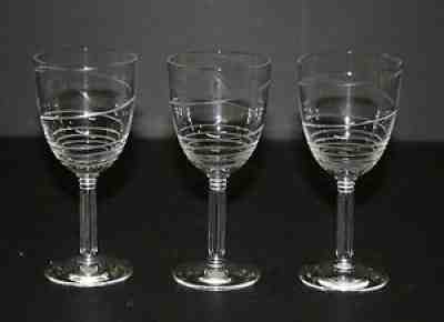 set of 3 George Sakier Whirlpool Sherry Stem Art Deco