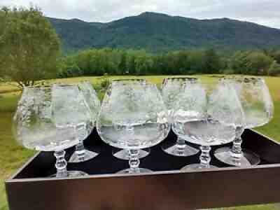 Fostoria Navarre Clear Brandy Snifter Glasses 5 5/8 inches Set/Lot of 7 Vintage
