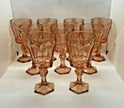 Set of 9 Fostoria Peach Pink Virginia Wine Goblet Water Glass 6.5