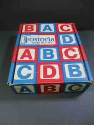 RARE FOSTORIA AMERICAN 3-PC. YOUTH GIFT SET -- MINT IN ORIGINAL BOX