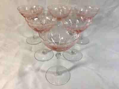 (6) Fostoria 'June' 6 Inch CLARET WINE in Pink