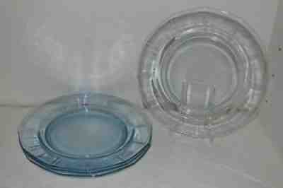 FOSTORIA FAIRFAX AZURE BLUE GLASS PLATES, CUPS, & SAUCERS MACBEATLE37