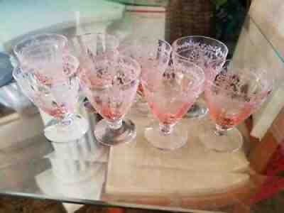 8 Rose Pink Fostoria 5098 June Bar Tumblers