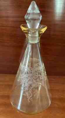 Rare Fostoria June Pattern Topaz ( Yellow ) Decanter With Stopper