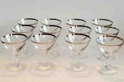 fostoria sheffield crystal silver edge tall sherbert liquor stemware set of 12