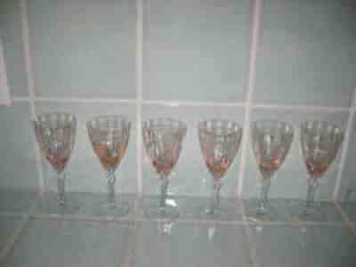 6 Vintage Fostoria June Pink 5.5â? Cordial or Sherry Glasses