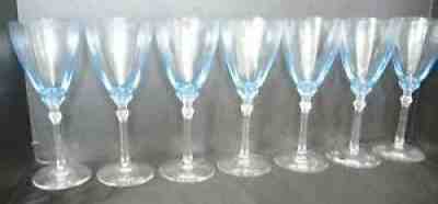 Eight1920s Elegant Glass Fostoria Blue 5098-5298 Fairfax Water Goblets