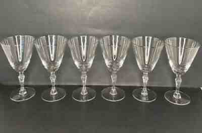 Vintage Fostoria Engagement Water Wine Glasses Goblets Platinum Trim Set of 6