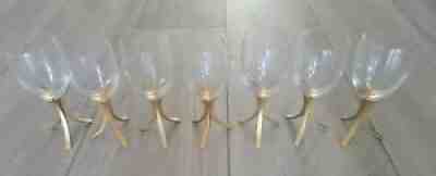 Vintage Art Deco Wine glasses, Vintage Fostoria Triumph Gold Wine Glasses