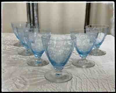 Fostoria Versailles Azure Blue #5298 4-1/2 Ounce Footed Oyster Cocktail Glass