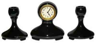 Fostoria Ebony / Black #2299 St. Alexis Clock Set