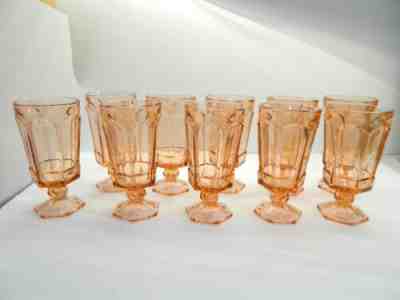 VTG Fostoria Virginia Peach Heavy Glass Iced Tea Water Glass Goblet Lot of 10