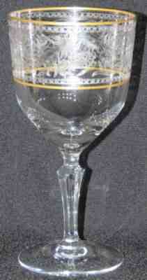 Private for Helen: 3 Fostoria Renaissance Gold Trim Claret Wine Glasses 5-7/8"