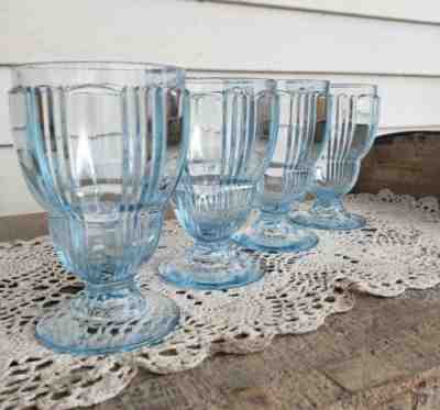 Set of 4 SUNRAY BLUE by Fostoria 5