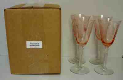 Fostoria TROJAN ROSE PINK Water Goblets SET OF FOUR More Items Here MINT IN BOX