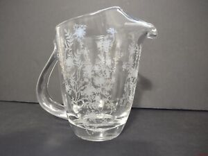 Fostoria Chintz Pitcher RARE Etched Glass Crystal Floral 32 ounce 5 3/4 inch