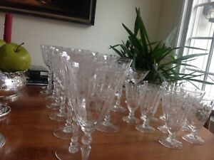 Vintage Fostoria crystal stemware, Chintz pattern