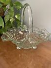 Vtg Fostoria Clear Glass Popular Rare American Glass Handle Basket Grannycore