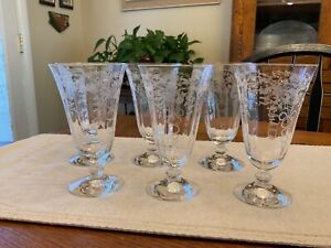 VTG Fostoria Corsage 6 1/8 inch Footed Iced Tea Glasses (set of 6)