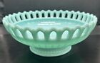 Fostoria Aqua Milk Glass Randolph 10” Console Shallow Bowl Open Lace HTF