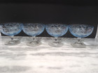 Fostoria Versailles Blue Glass Grapefruit Bowls Set of 4 Vintage No Liner