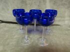 Vintage 1930's Fostoria Glass Cobalt Blue Classic Wine/Sherry Stem Lot of 5 Pcs