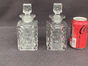 PAIR FOSTORIA AMERICAN PATTERN CORDIAL BOTTLE DECANTERS