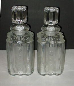 pair Antique  FOSTORIA SUNRAY  CRYSTAL DECANTERS   **scotch & rye**